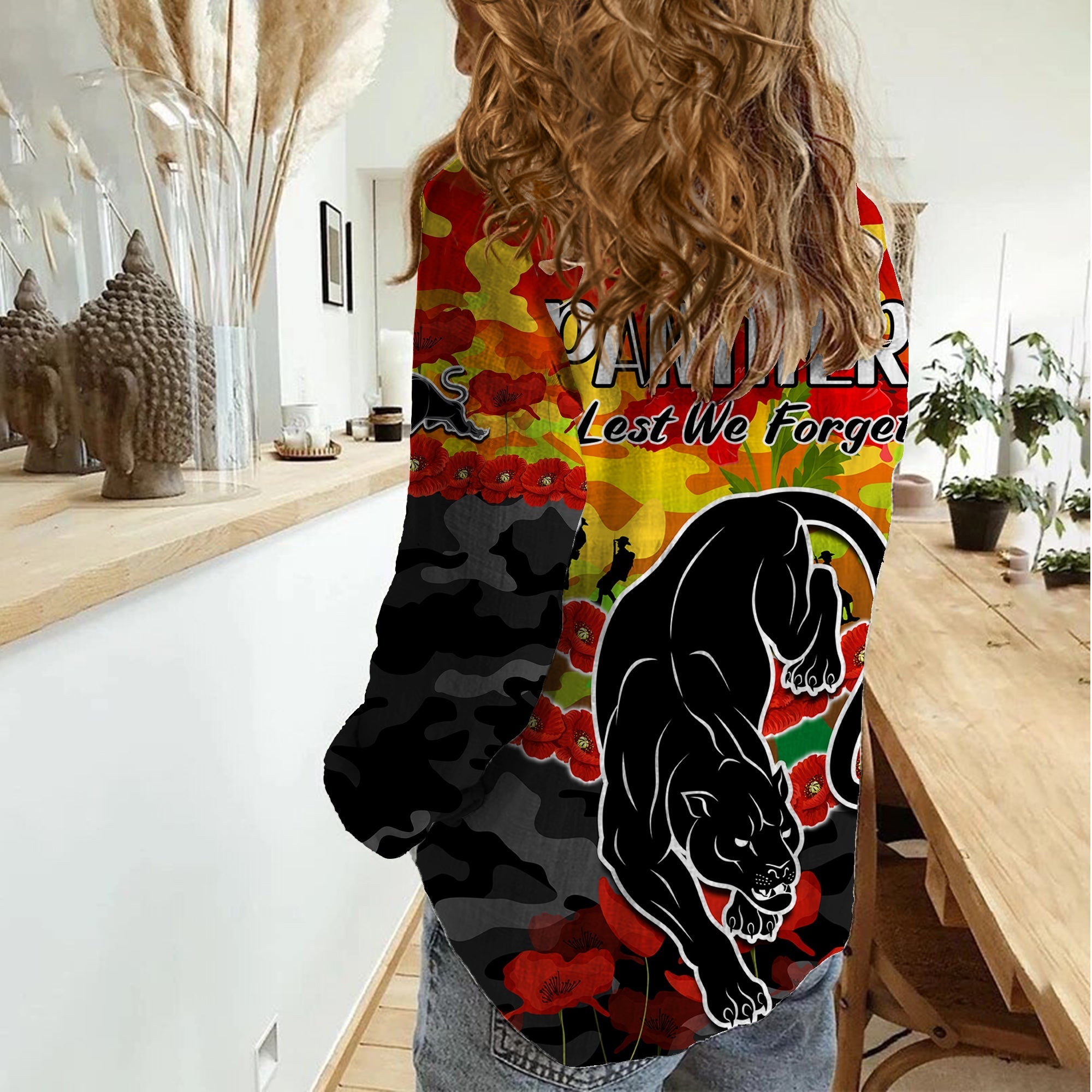 Panthers Rugby ANZAC Women Casual Shirt Lest We Forget - Vibe Hoodie Shop