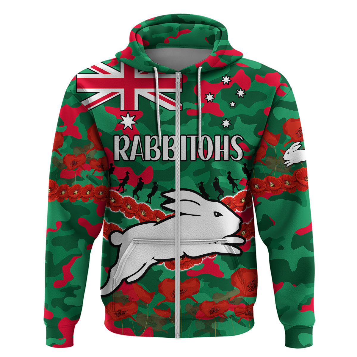 Rabbitohs Rugby ANZAC Hoodie Lest We Forget LT9 - Vibe Hoodie Shop