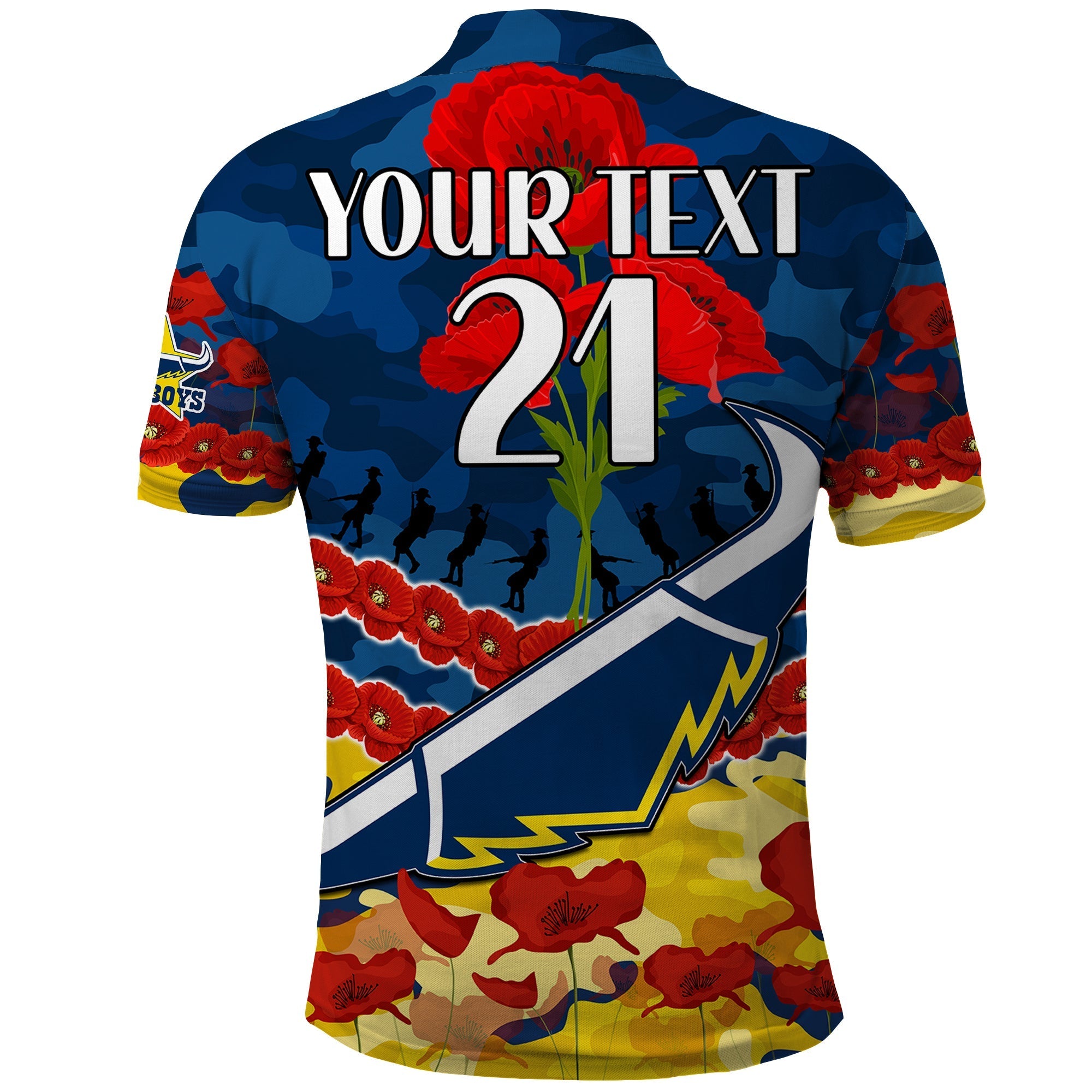 (Custom Text And Number) Cowboys Rugby ANZAC Polo Shirt Lest We Forget LT9 - Vibe Hoodie Shop