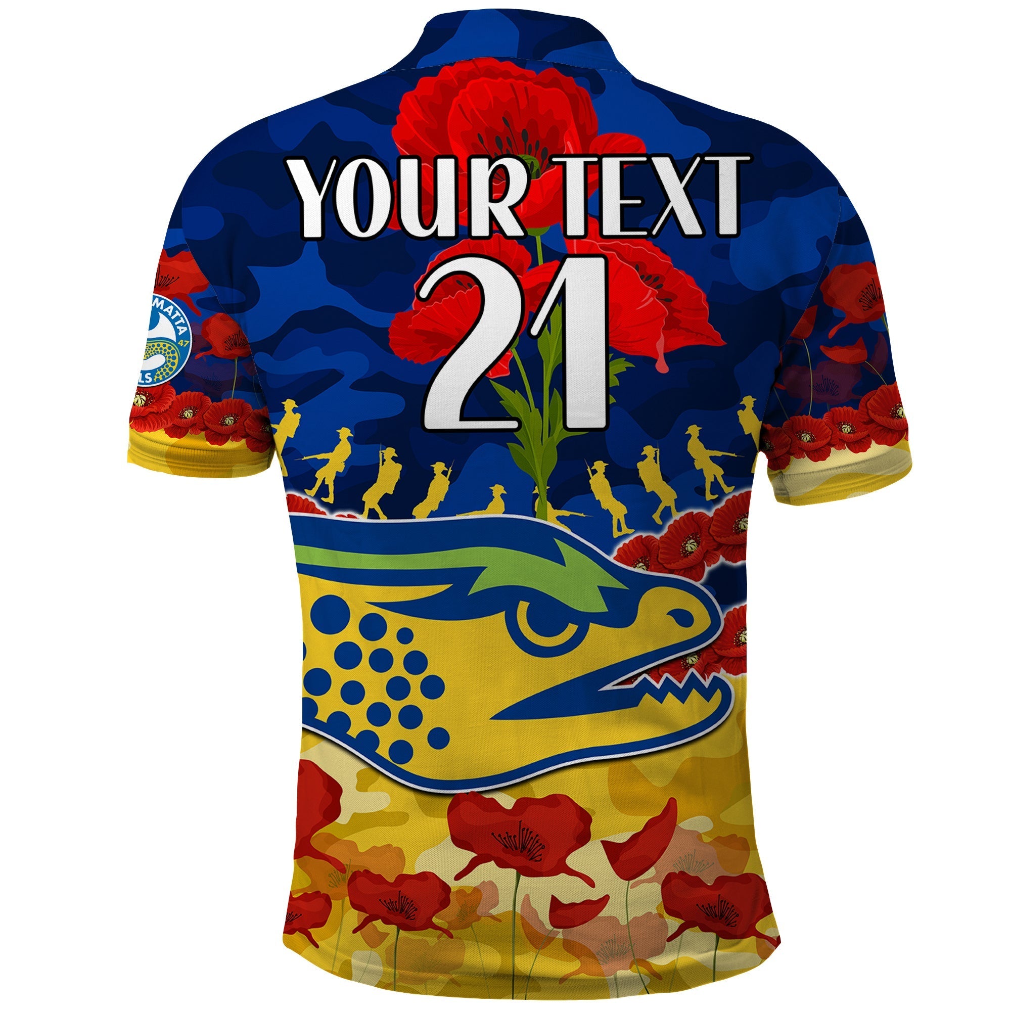 (Custom Text And Number) Eels Rugby ANZAC Polo Shirt Lest We Forget LT9 - Vibe Hoodie Shop