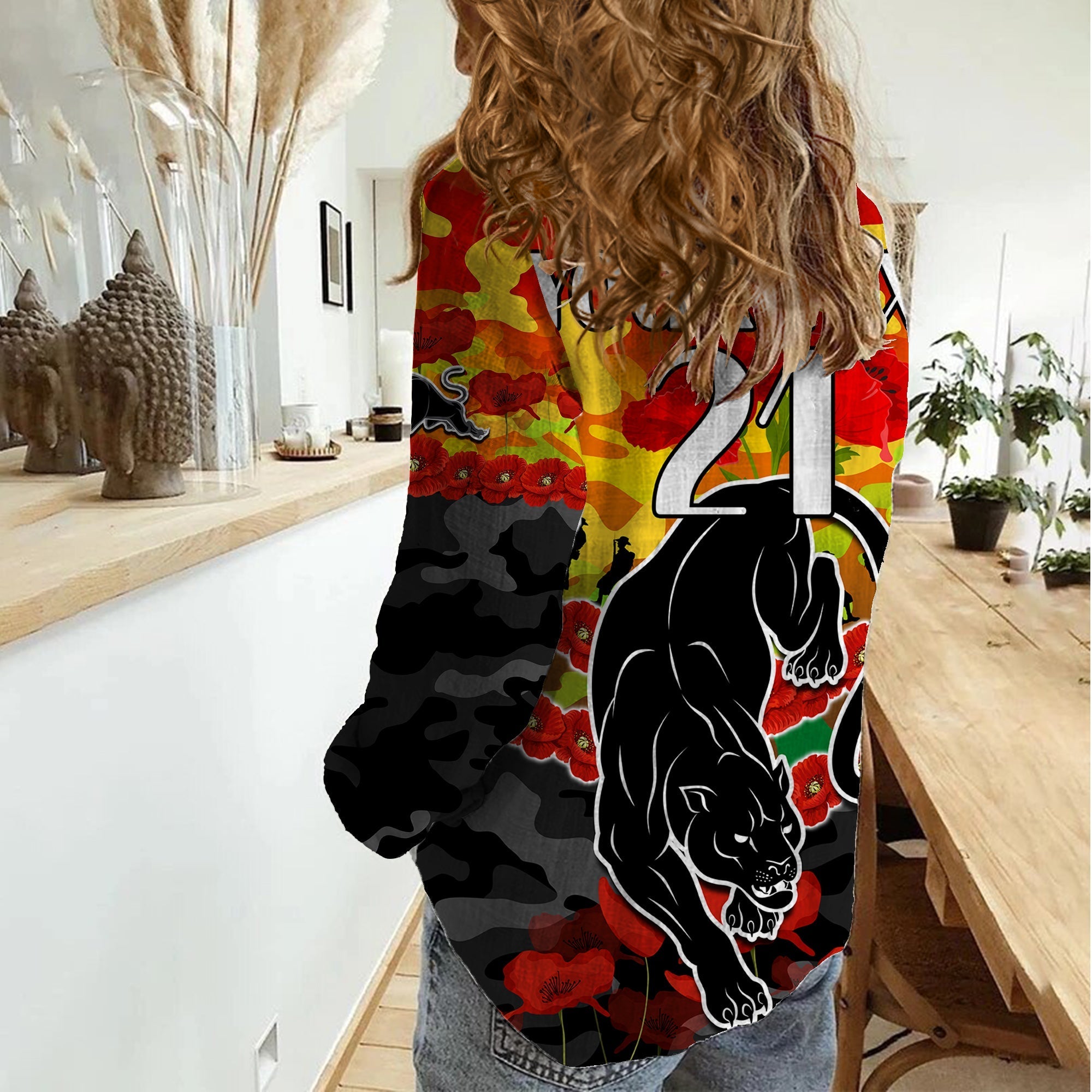 (Custom Text And Number) Panthers Rugby ANZAC Women Casual Shirt Lest We Forget - Vibe Hoodie Shop