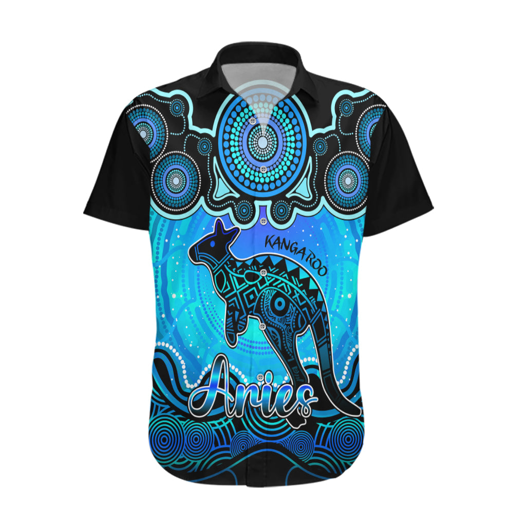 Personalised Australia Aries Kangaroo Zodiac Hawaiian Shirt Auz Astrology Aboriginal - Aqua - Vibe Hoodie Shop