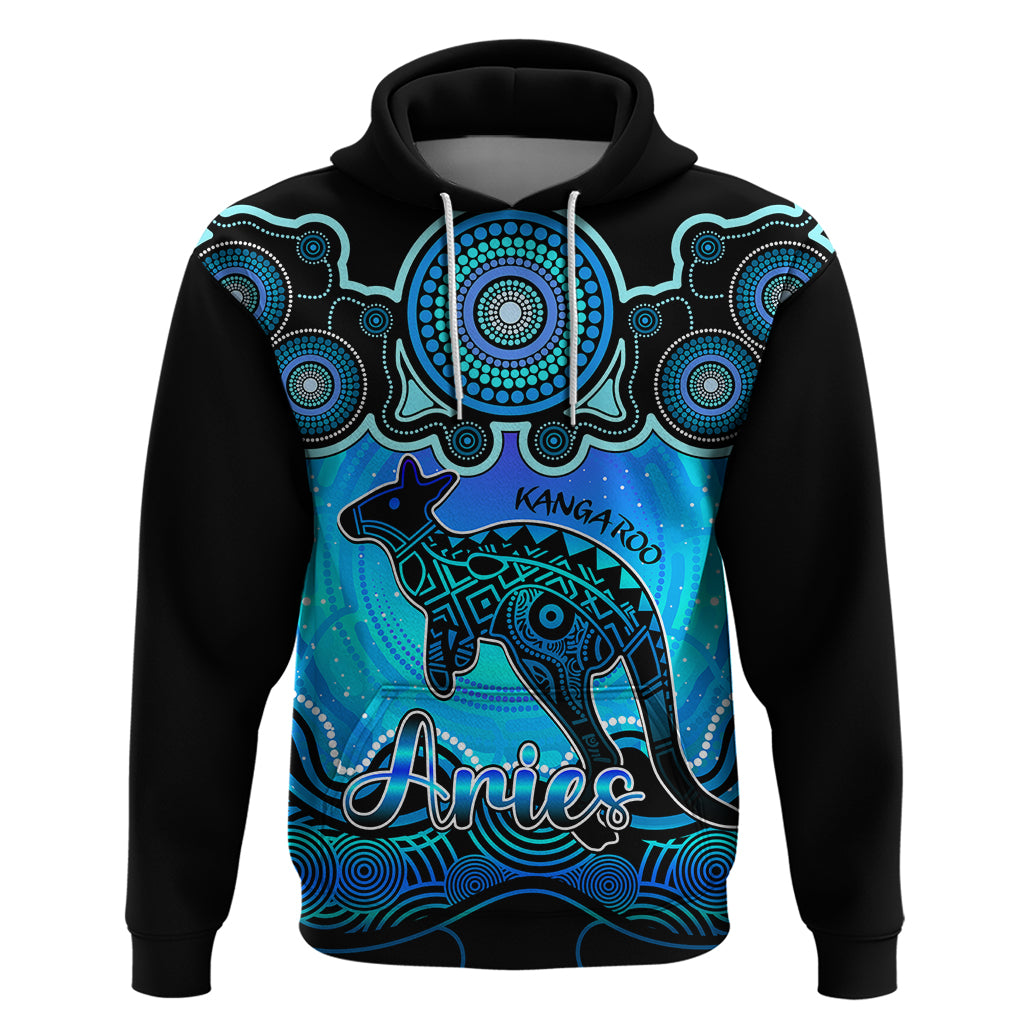 Personalised Australia Aries Kangaroo Zodiac Hoodie Auz Astrology Aboriginal - Aqua LT9 - Vibe Hoodie Shop