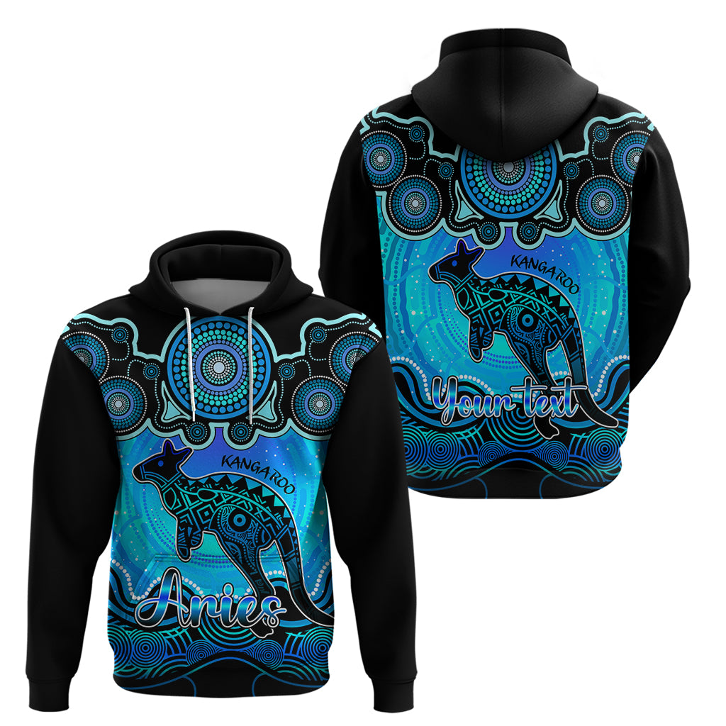 Personalised Australia Aries Kangaroo Zodiac Hoodie Auz Astrology Aboriginal - Aqua LT9 - Vibe Hoodie Shop