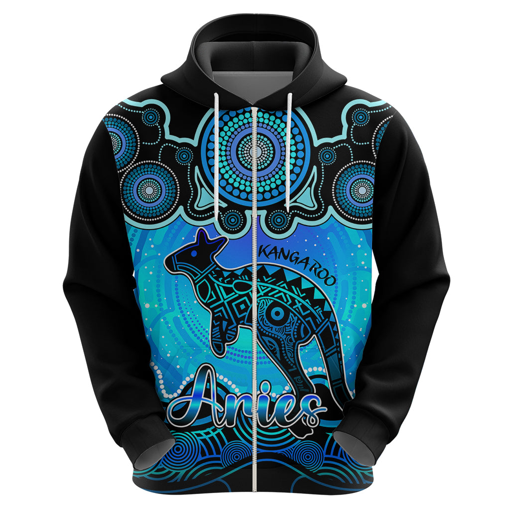 Personalised Australia Aries Kangaroo Zodiac Hoodie Auz Astrology Aboriginal - Aqua LT9 - Vibe Hoodie Shop