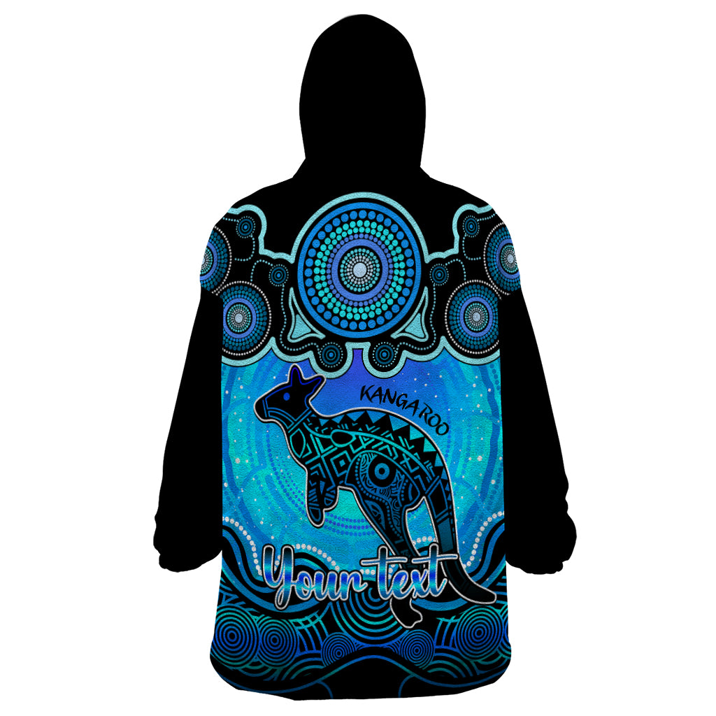 Personalised Australia Aries Kangaroo Zodiac Wearable Blanket Hoodie Auz Astrology Aboriginal - Aqua - Vibe Hoodie Shop