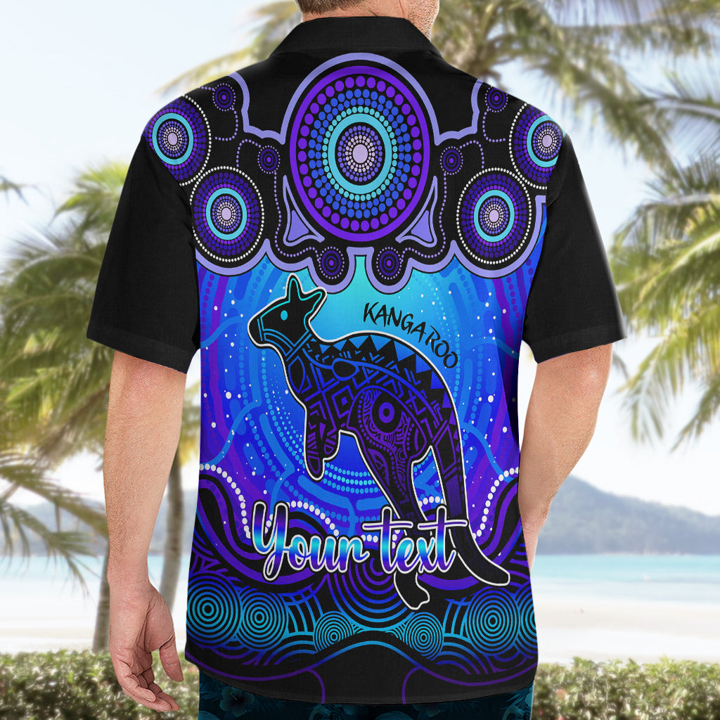 Personalised Australia Aries Kangaroo Zodiac Hawaiian Shirt Auz Astrology Aboriginal - Blue - Vibe Hoodie Shop