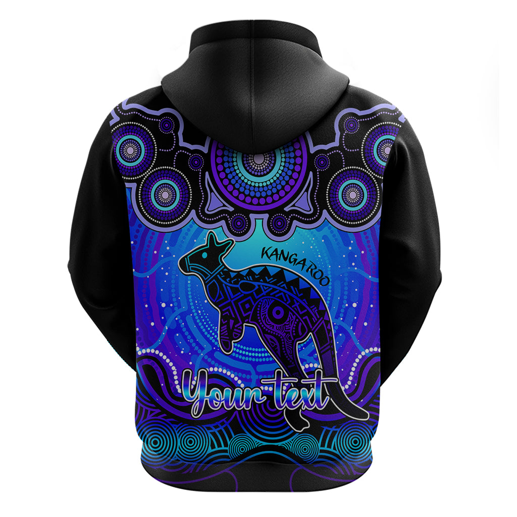 Personalised Australia Aries Kangaroo Zodiac Hoodie Auz Astrology Aboriginal - Blue LT9 - Vibe Hoodie Shop