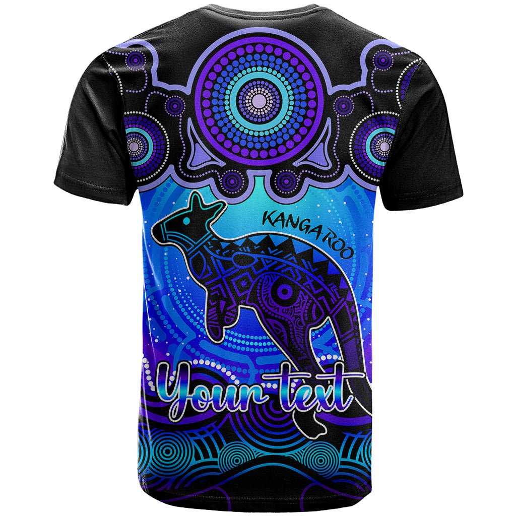 Personalised Australia Aries Kangaroo Zodiac T Shirt Auz Astrology Aboriginal - Blue LT9 - Vibe Hoodie Shop