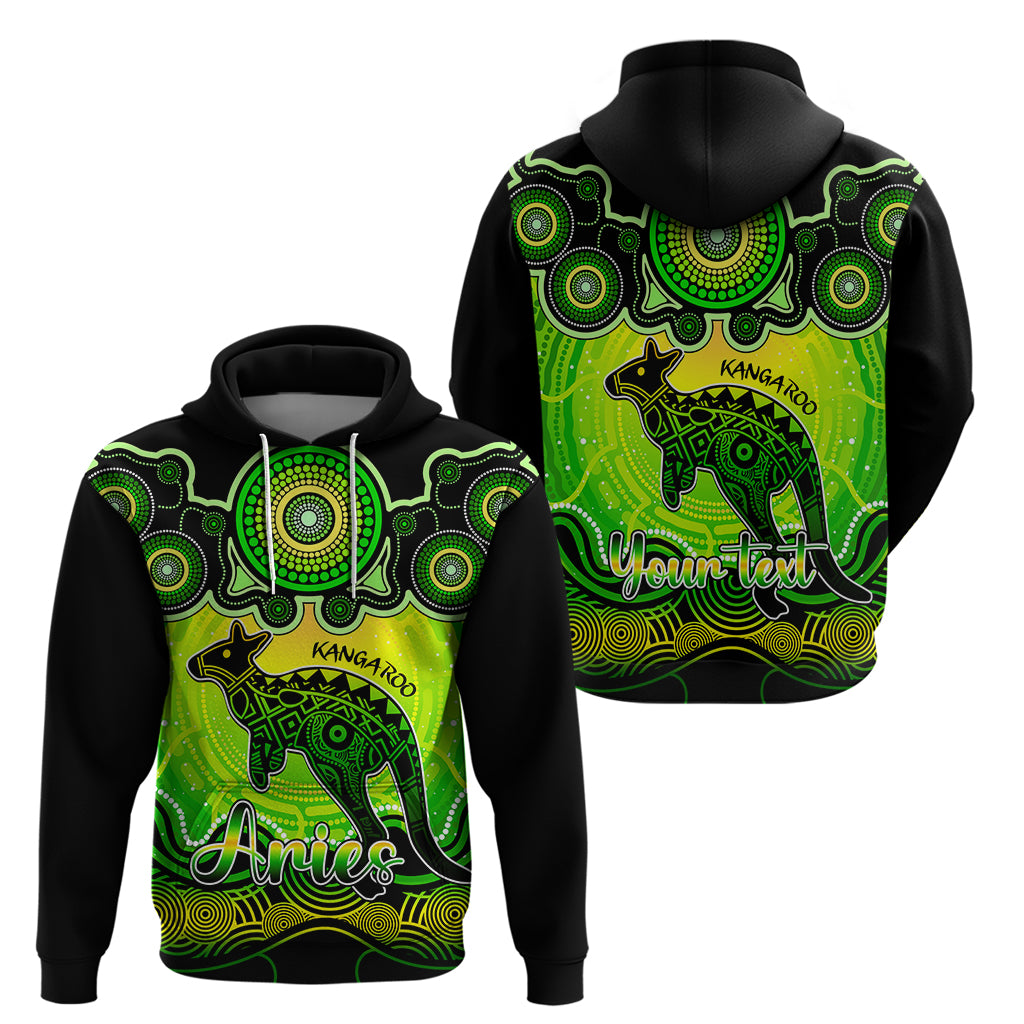 Personalised Australia Aries Kangaroo Zodiac Hoodie Auz Astrology Aboriginal - Green LT9 - Vibe Hoodie Shop