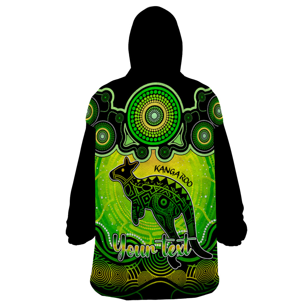 Personalised Australia Aries Kangaroo Zodiac Wearable Blanket Hoodie Auz Astrology Aboriginal - Green - Vibe Hoodie Shop