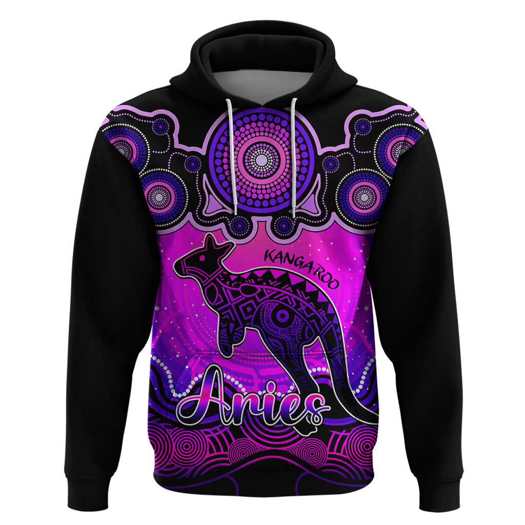 Personalised Australia Aries Kangaroo Zodiac Hoodie Auz Astrology Aboriginal - Magenta LT9 - Vibe Hoodie Shop
