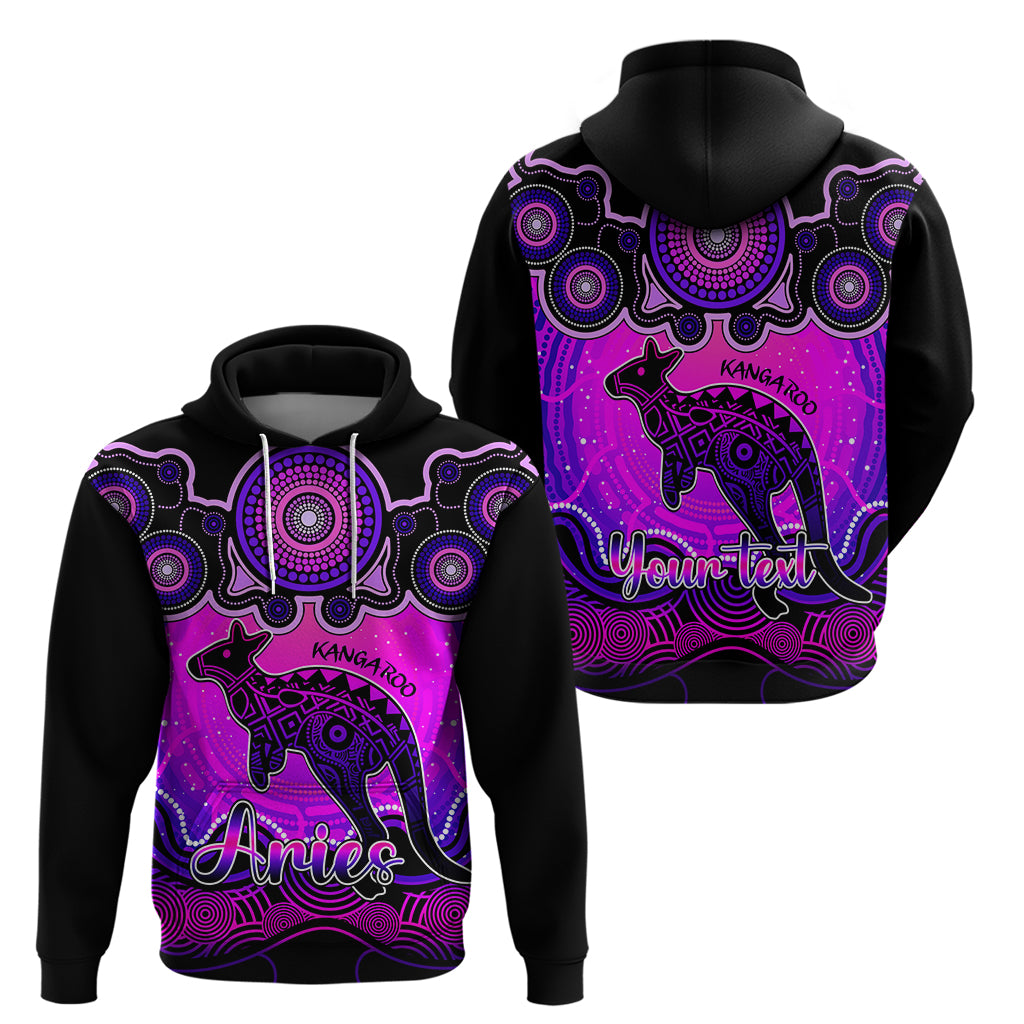 Personalised Australia Aries Kangaroo Zodiac Hoodie Auz Astrology Aboriginal - Magenta LT9 - Vibe Hoodie Shop