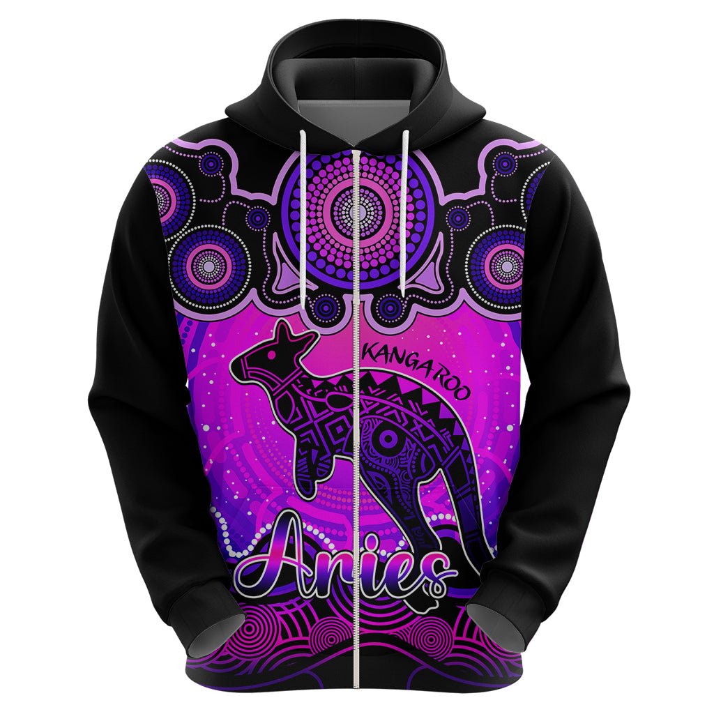 Personalised Australia Aries Kangaroo Zodiac Hoodie Auz Astrology Aboriginal - Magenta LT9 - Vibe Hoodie Shop