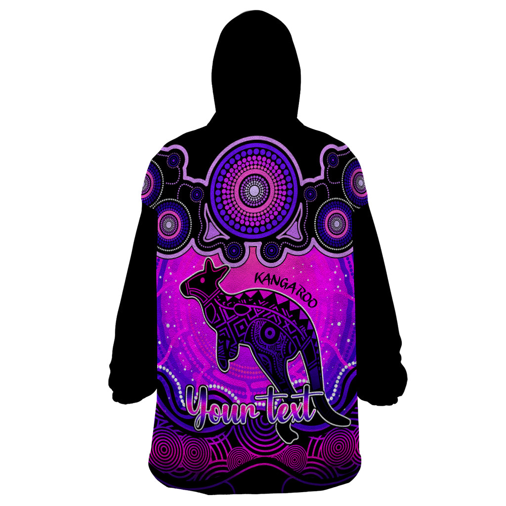 Personalised Australia Aries Kangaroo Zodiac Wearable Blanket Hoodie Auz Astrology Aboriginal - Magenta - Vibe Hoodie Shop