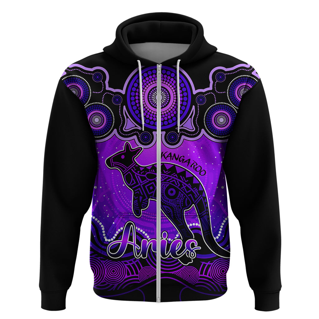 Personalised Australia Aries Kangaroo Zodiac Hoodie Auz Astrology Aboriginal - Purple LT9 - Vibe Hoodie Shop