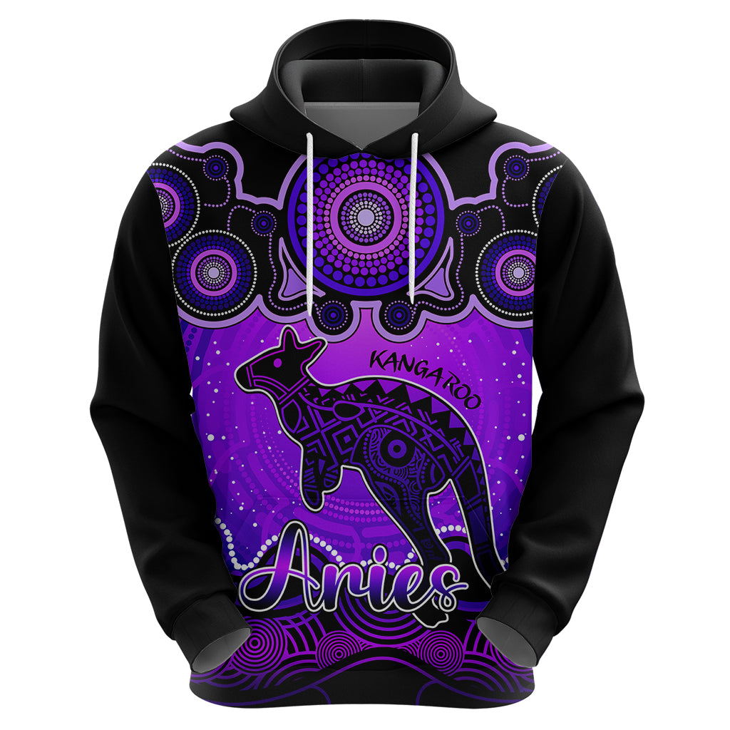 Personalised Australia Aries Kangaroo Zodiac Hoodie Auz Astrology Aboriginal - Purple LT9 - Vibe Hoodie Shop