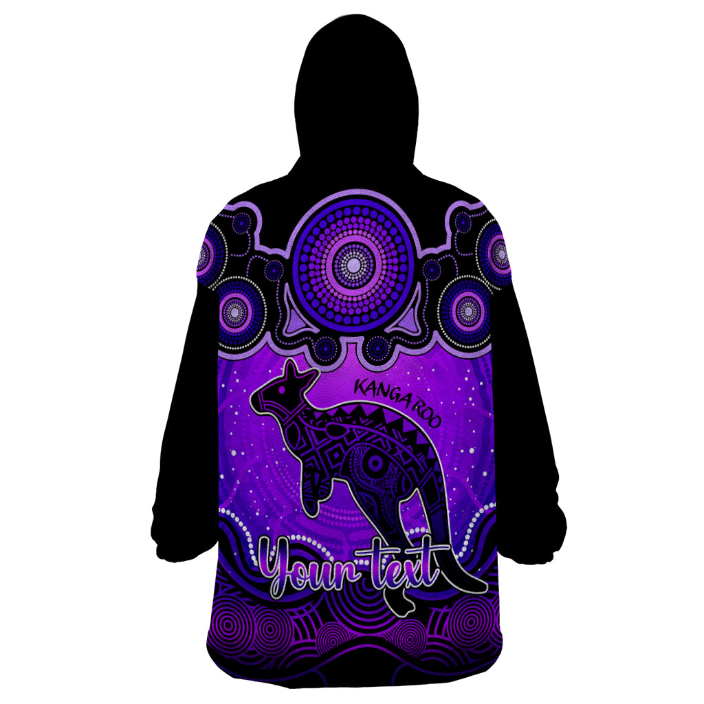 Personalised Australia Aries Kangaroo Zodiac Wearable Blanket Hoodie Auz Astrology Aboriginal - Purple - Vibe Hoodie Shop