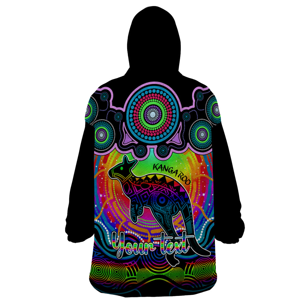 Personalised Australia Aries Kangaroo Zodiac Wearable Blanket Hoodie Auz Astrology Aboriginal - Rainbow - Vibe Hoodie Shop