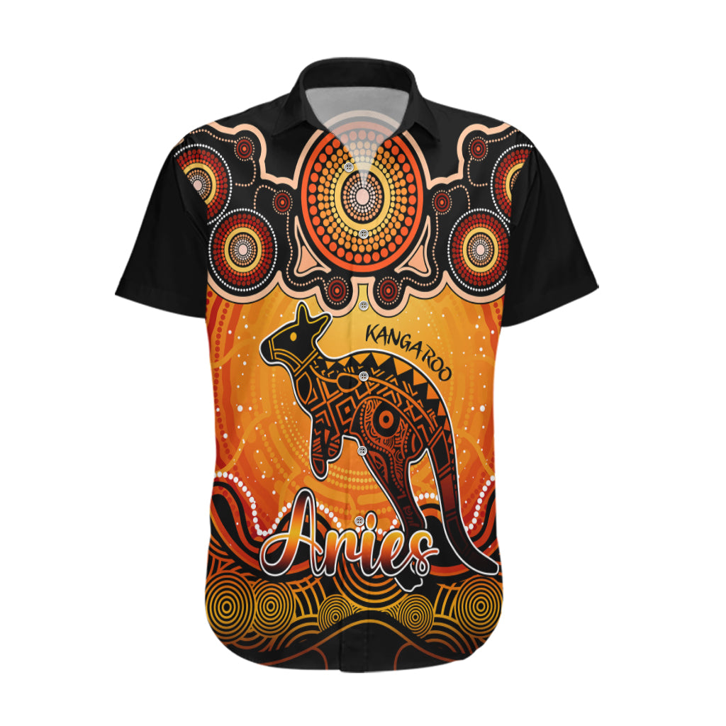 Personalised Australia Aries Kangaroo Zodiac Hawaiian Shirt Auz Astrology Aboriginal - Red - Vibe Hoodie Shop