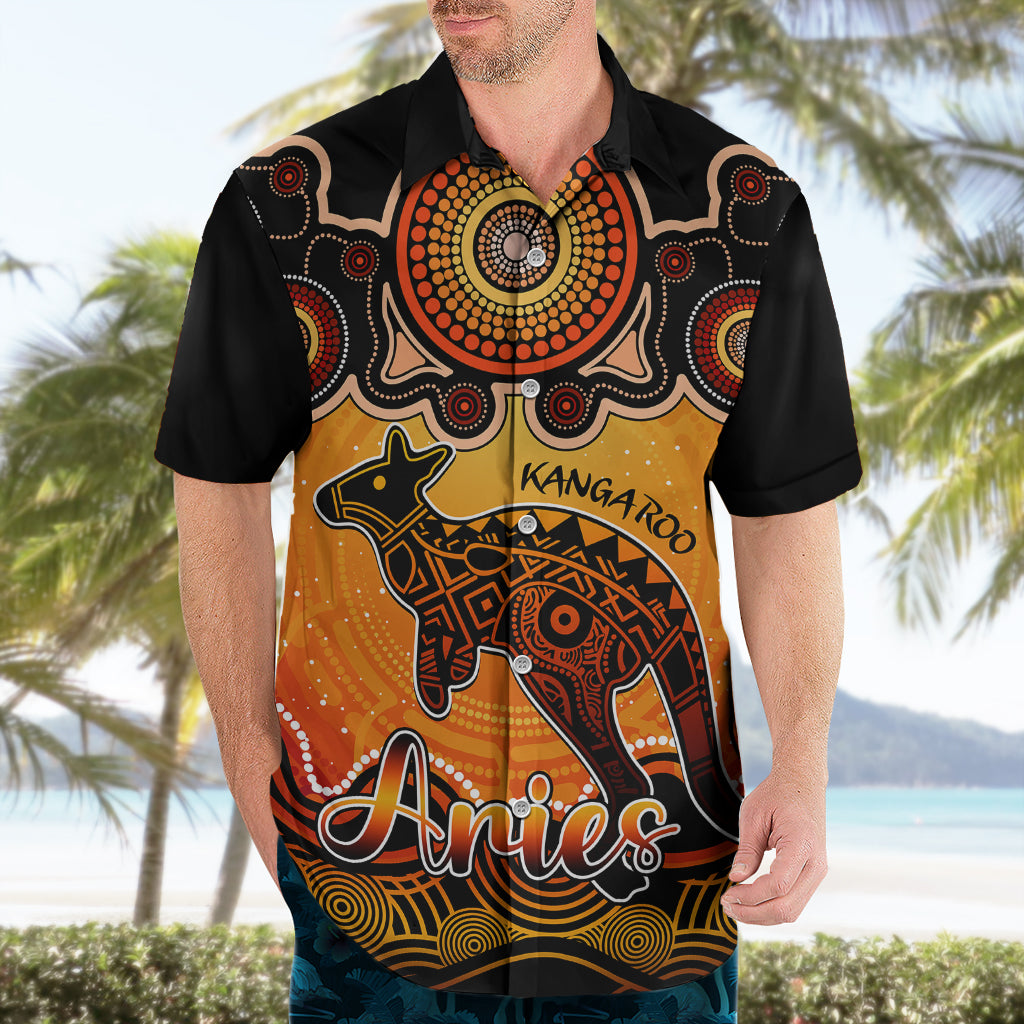Personalised Australia Aries Kangaroo Zodiac Hawaiian Shirt Auz Astrology Aboriginal - Red - Vibe Hoodie Shop