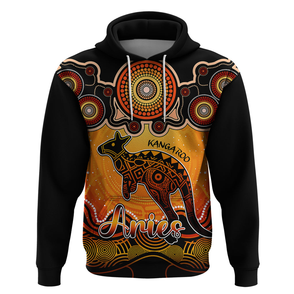 Personalised Australia Aries Kangaroo Zodiac Hoodie Auz Astrology Aboriginal - Red LT9 - Vibe Hoodie Shop