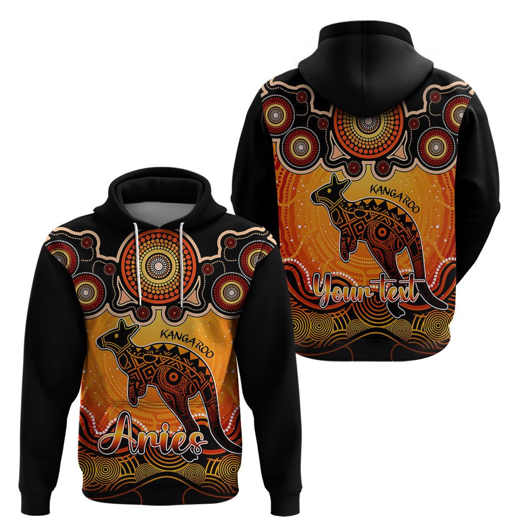 Personalised Australia Aries Kangaroo Zodiac Hoodie Auz Astrology Aboriginal - Red LT9 - Vibe Hoodie Shop