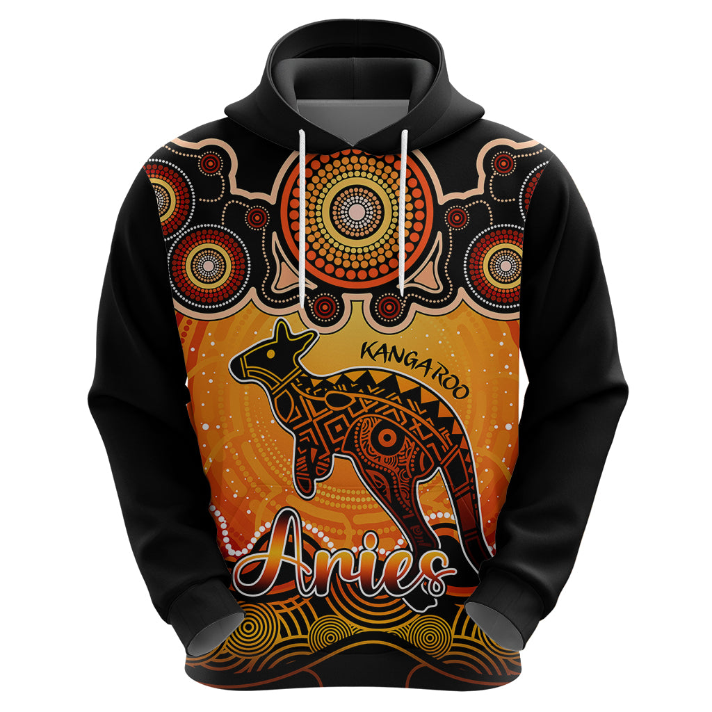 Personalised Australia Aries Kangaroo Zodiac Hoodie Auz Astrology Aboriginal - Red LT9 - Vibe Hoodie Shop