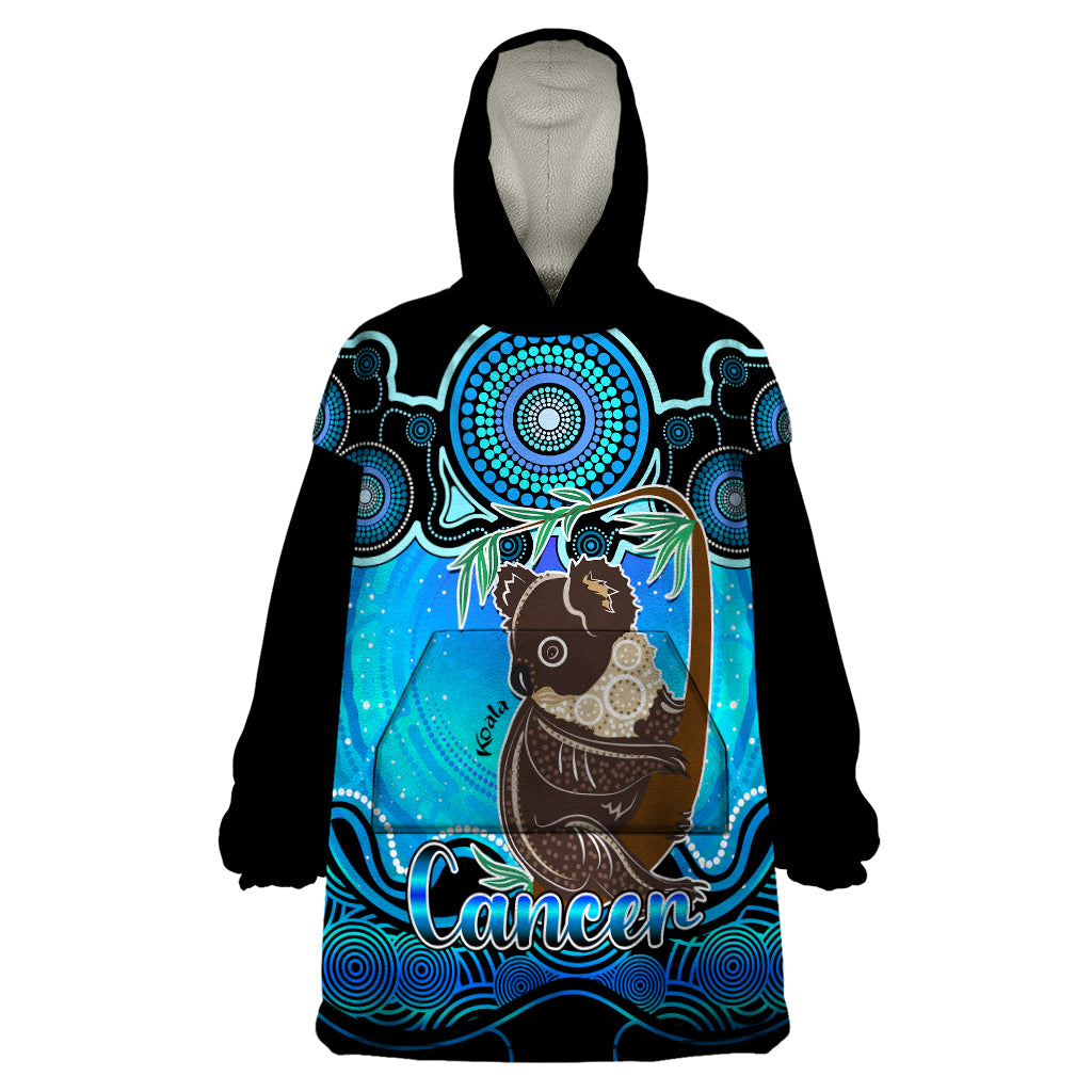 Personalised Australia Cancer Koala Zodiac Wearable Blanket Hoodie Auz Astrology Aboriginal - Aqua - Vibe Hoodie Shop