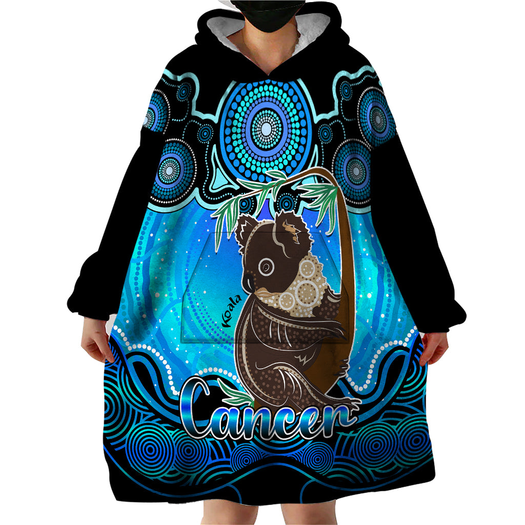 Personalised Australia Cancer Koala Zodiac Wearable Blanket Hoodie Auz Astrology Aboriginal - Aqua - Vibe Hoodie Shop