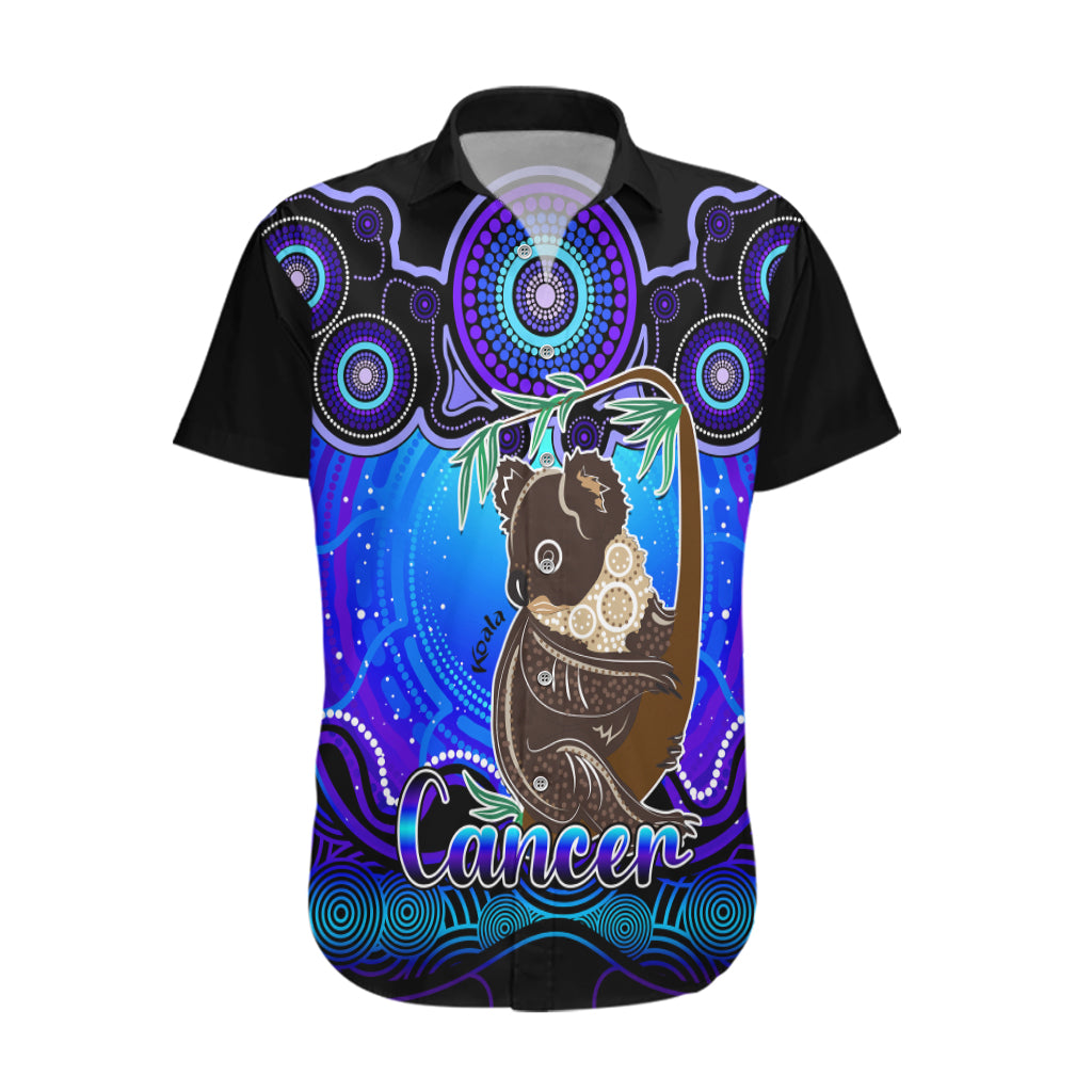 Personalised Australia Cancer Koala Zodiac Hawaiian Shirt Auz Astrology Aboriginal - Blue - Vibe Hoodie Shop