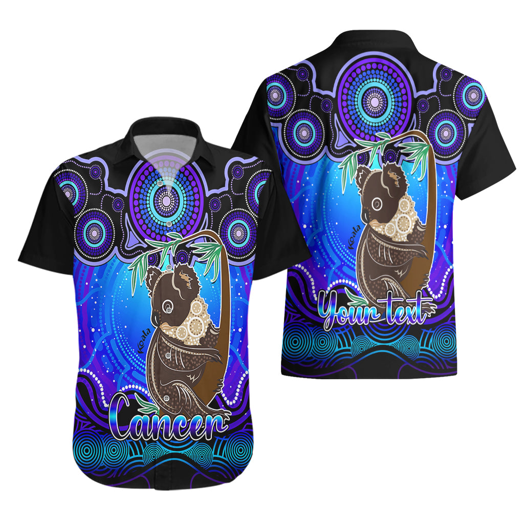 Personalised Australia Cancer Koala Zodiac Hawaiian Shirt Auz Astrology Aboriginal - Blue - Vibe Hoodie Shop