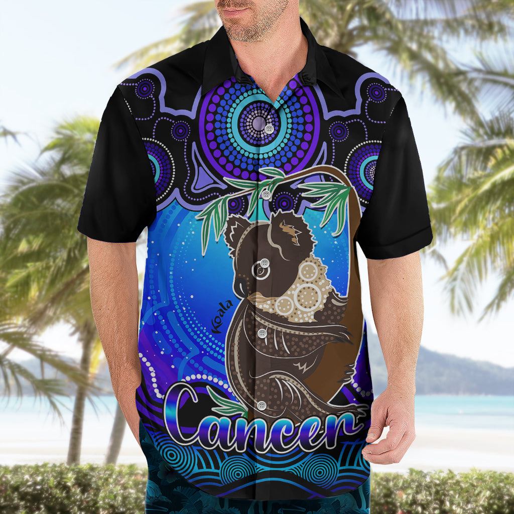 Personalised Australia Cancer Koala Zodiac Hawaiian Shirt Auz Astrology Aboriginal - Blue - Vibe Hoodie Shop