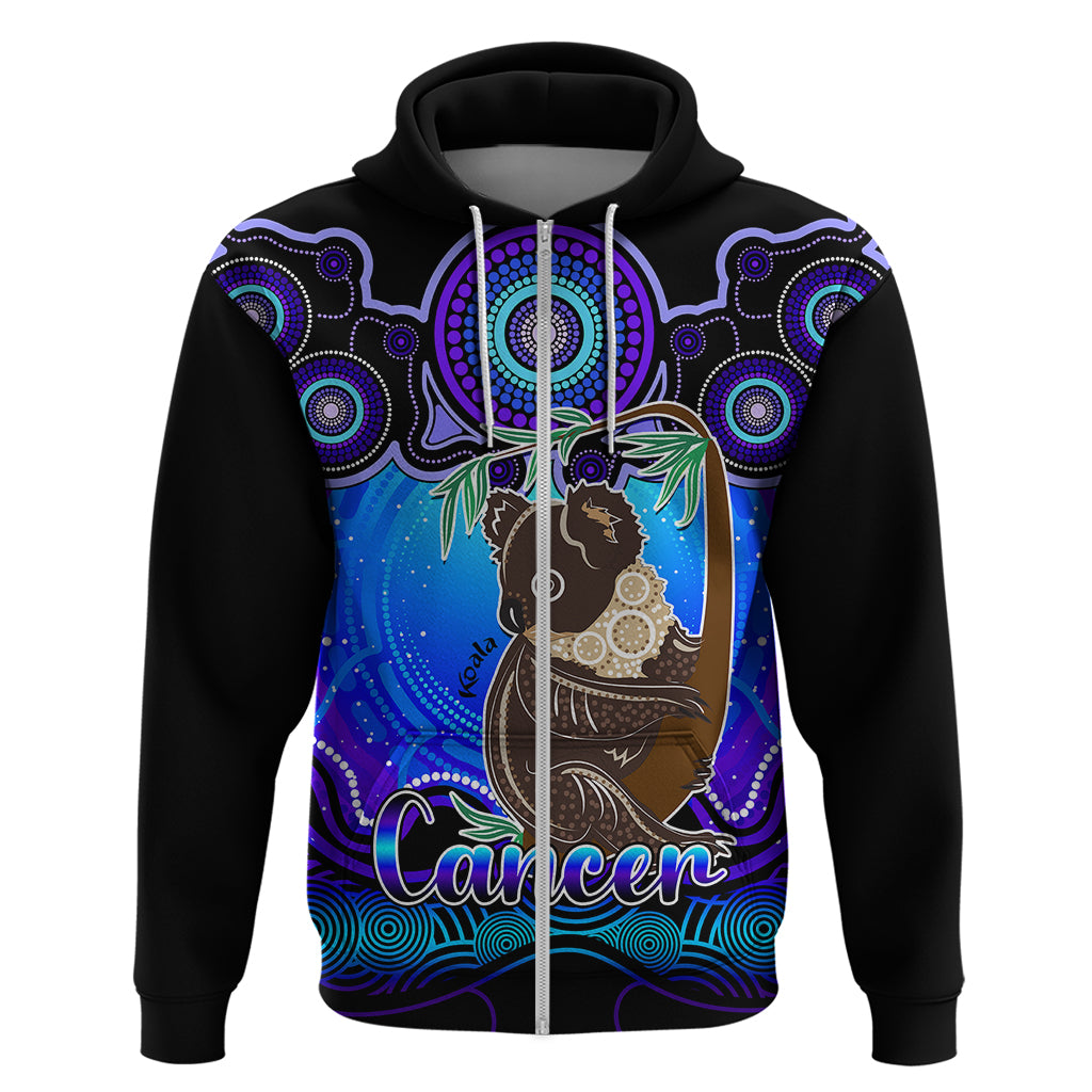 Personalised Australia Cancer Koala Zodiac Hoodie Auz Astrology Aboriginal - Blue LT9 - Vibe Hoodie Shop