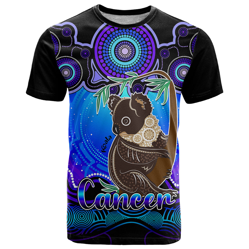 Personalised Australia Cancer Koala Zodiac T Shirt Auz Astrology Aboriginal - Blue LT9 - Vibe Hoodie Shop