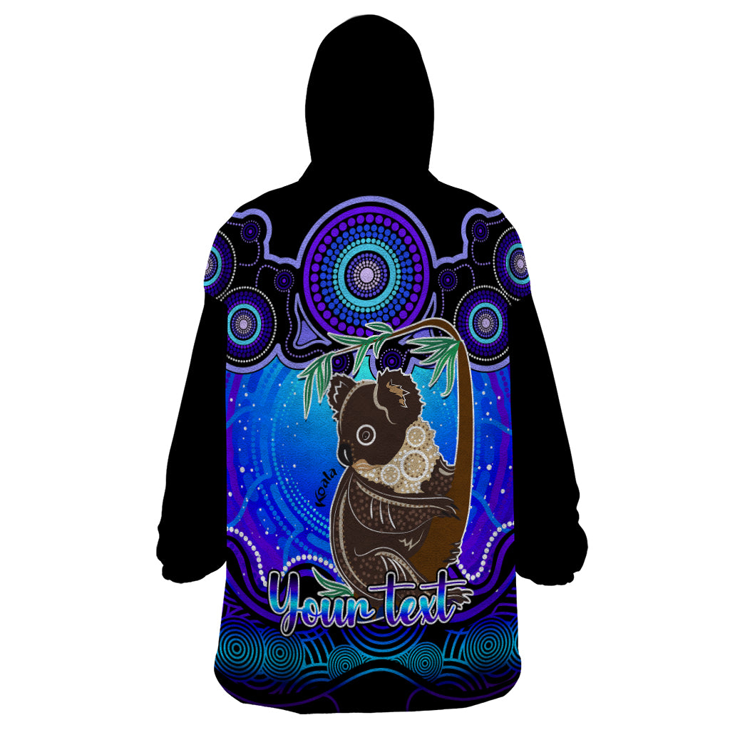 Personalised Australia Cancer Koala Zodiac Wearable Blanket Hoodie Auz Astrology Aboriginal - Blue - Vibe Hoodie Shop