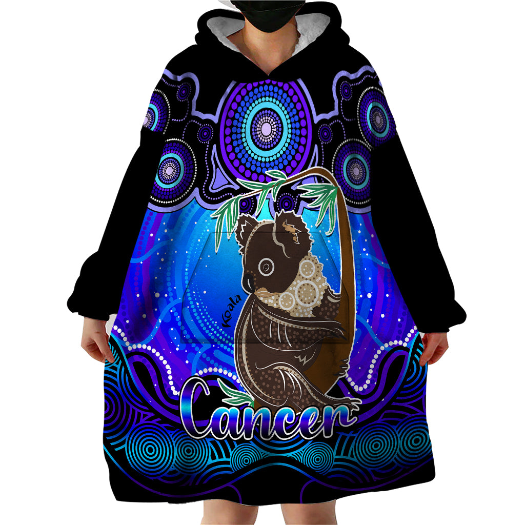 Personalised Australia Cancer Koala Zodiac Wearable Blanket Hoodie Auz Astrology Aboriginal - Blue - Vibe Hoodie Shop