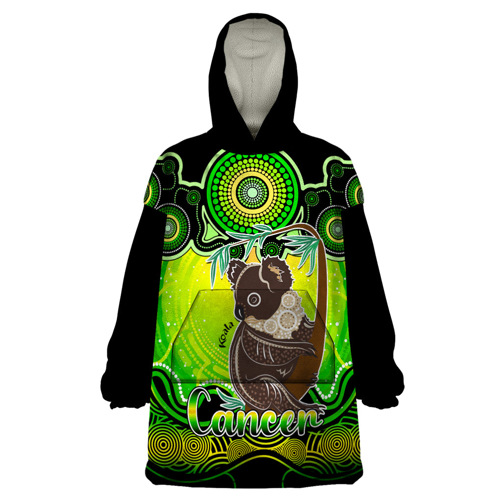 Personalised Australia Cancer Koala Zodiac Wearable Blanket Hoodie Auz Astrology Aboriginal - Green - Vibe Hoodie Shop