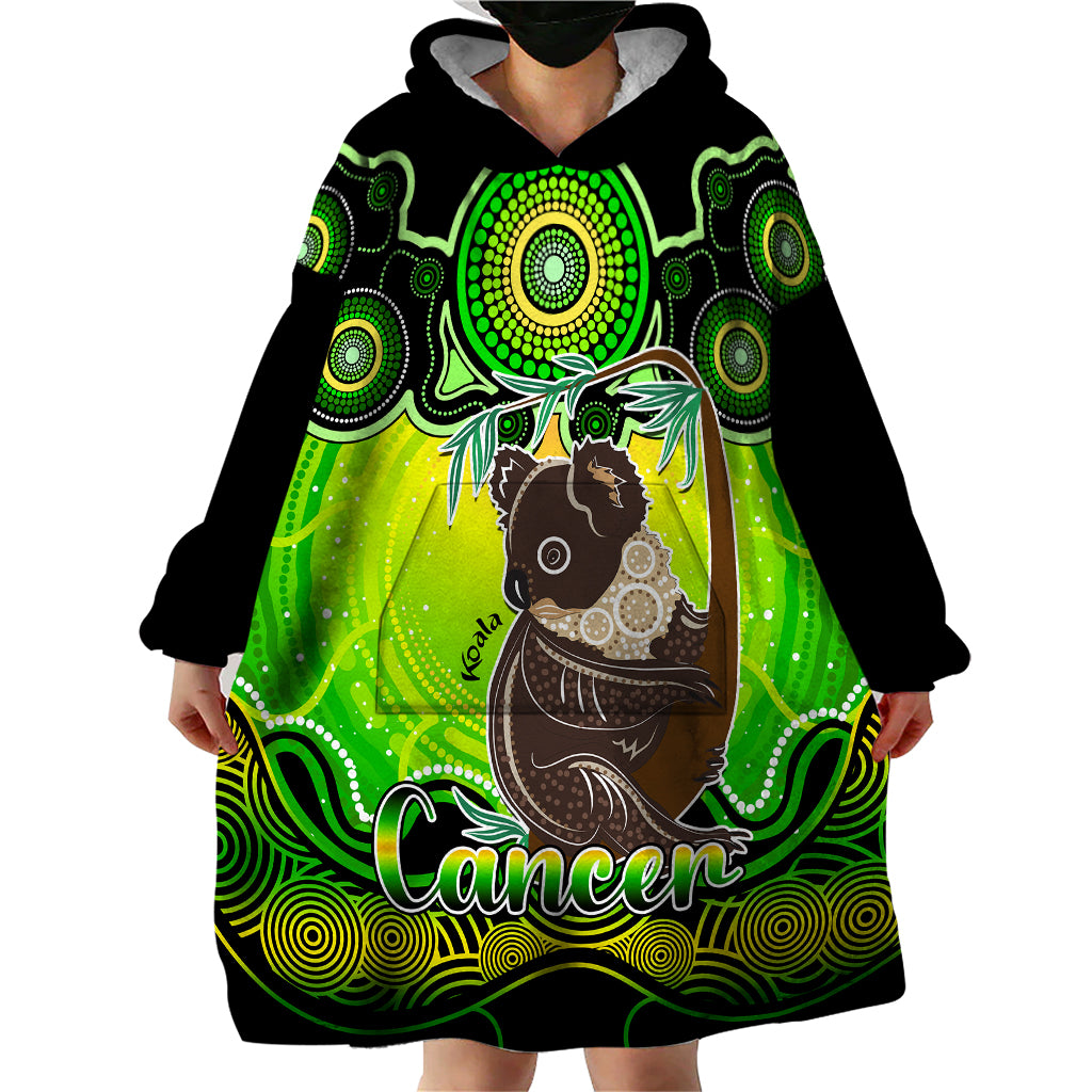 Personalised Australia Cancer Koala Zodiac Wearable Blanket Hoodie Auz Astrology Aboriginal - Green - Vibe Hoodie Shop