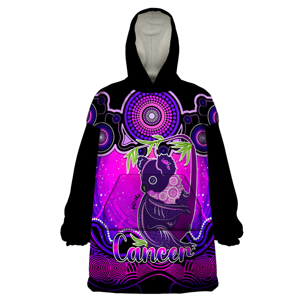 Personalised Australia Cancer Koala Zodiac Wearable Blanket Hoodie Auz Astrology Aboriginal - Magenta - Vibe Hoodie Shop