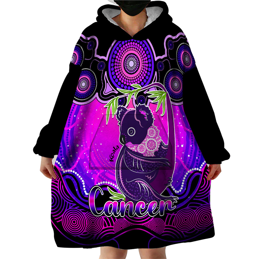 Personalised Australia Cancer Koala Zodiac Wearable Blanket Hoodie Auz Astrology Aboriginal - Magenta - Vibe Hoodie Shop