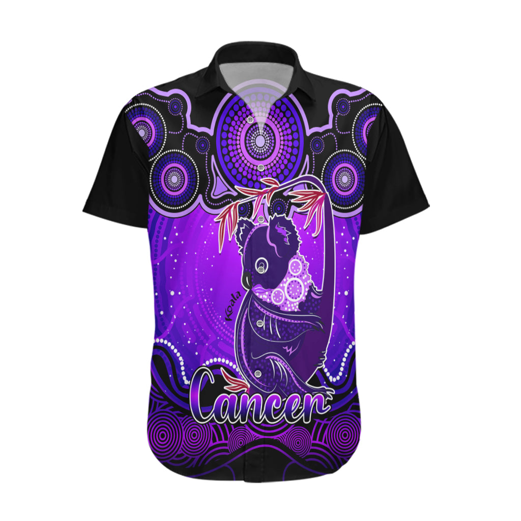 Personalised Australia Cancer Koala Zodiac Hawaiian Shirt Auz Astrology Aboriginal - Purple - Vibe Hoodie Shop