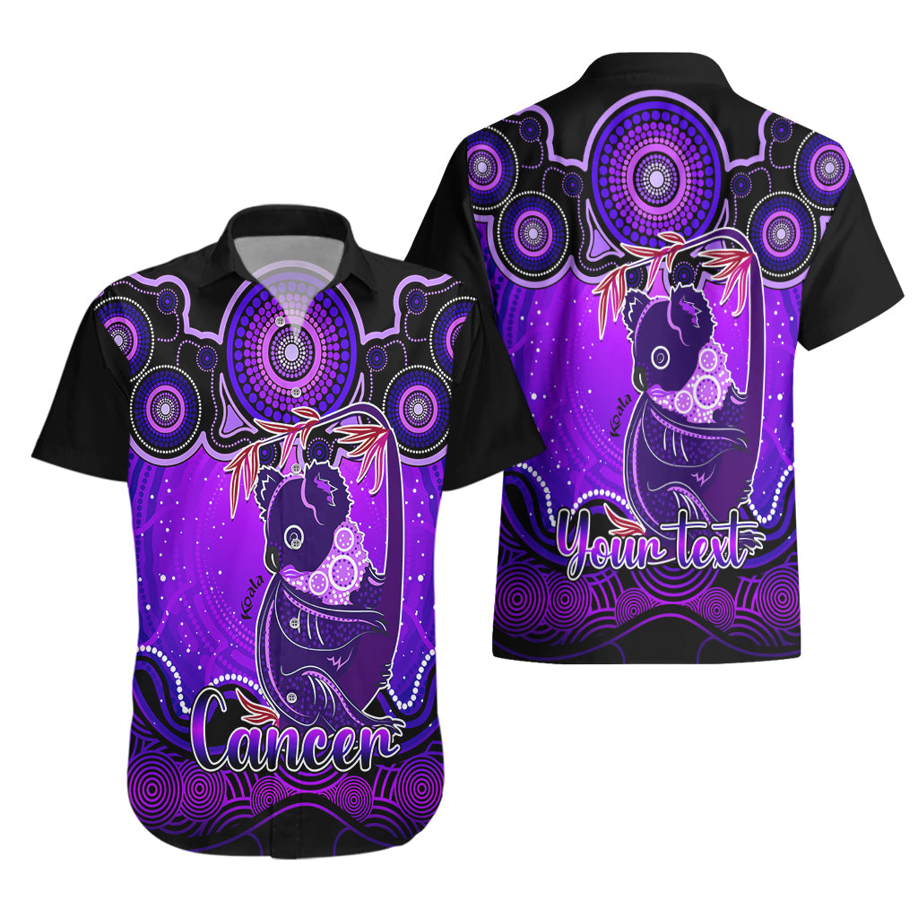 Personalised Australia Cancer Koala Zodiac Hawaiian Shirt Auz Astrology Aboriginal - Purple - Vibe Hoodie Shop