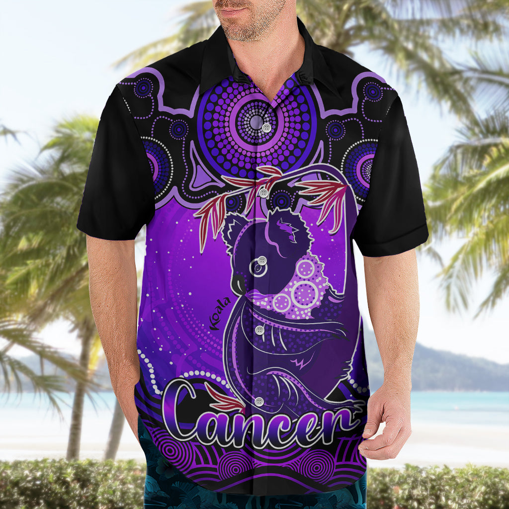 Personalised Australia Cancer Koala Zodiac Hawaiian Shirt Auz Astrology Aboriginal - Purple - Vibe Hoodie Shop