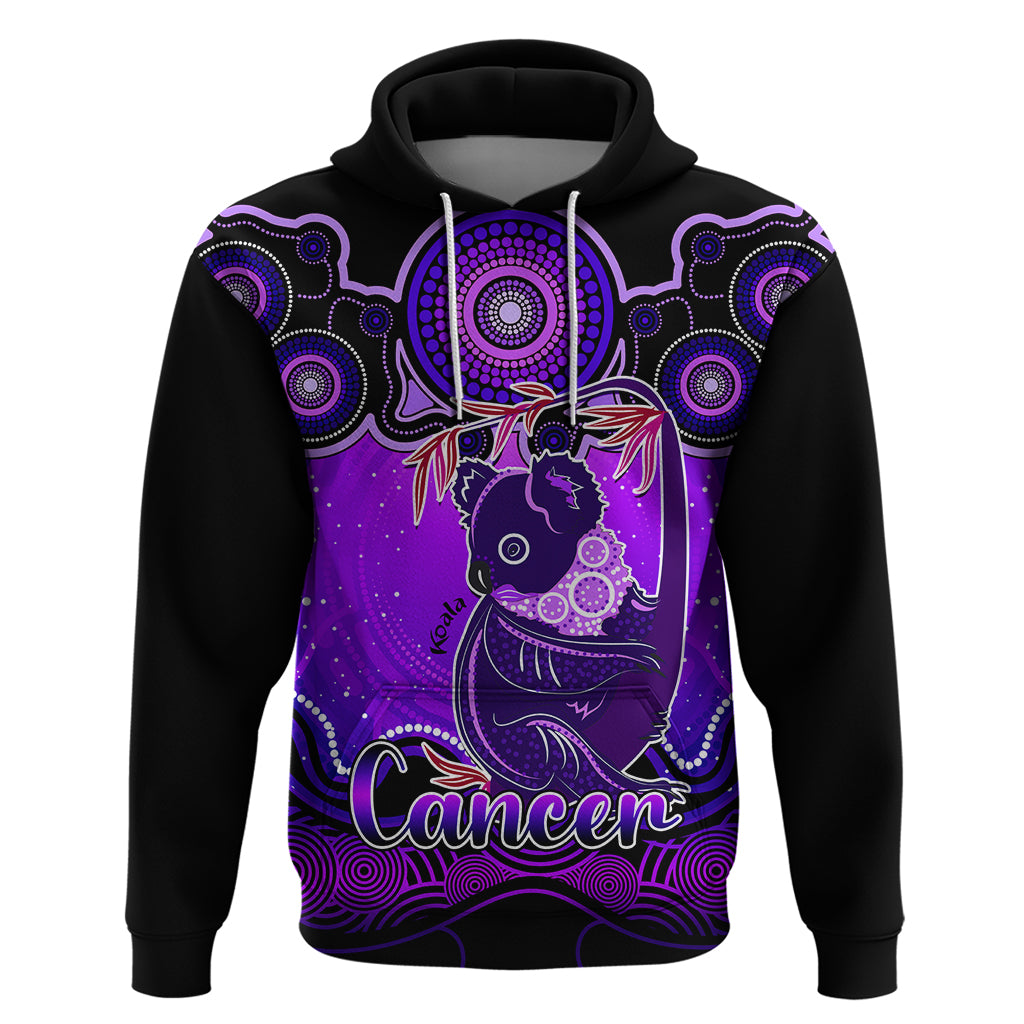 Personalised Australia Cancer Koala Zodiac Hoodie Auz Astrology Aboriginal - Purple LT9 - Vibe Hoodie Shop