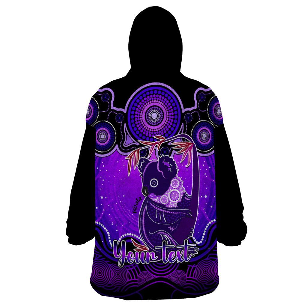 Personalised Australia Cancer Koala Zodiac Wearable Blanket Hoodie Auz Astrology Aboriginal - Purple - Vibe Hoodie Shop