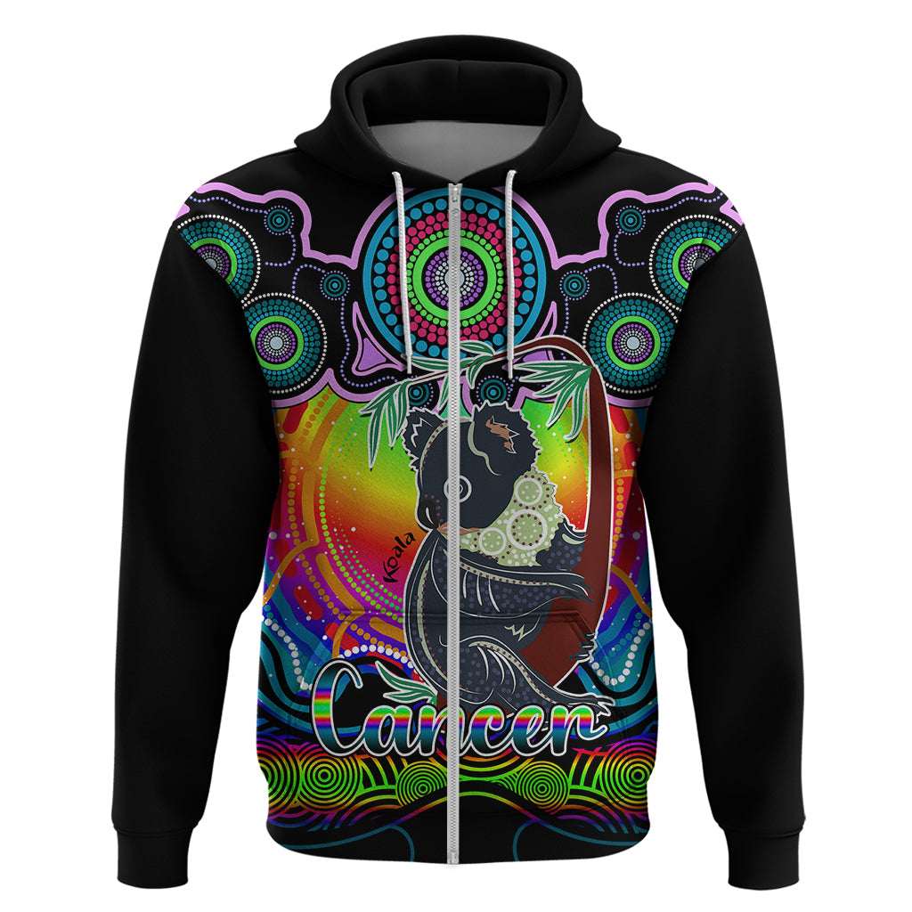 Personalised Australia Cancer Koala Zodiac Hoodie Auz Astrology Aboriginal - Rainbow LT9 - Vibe Hoodie Shop
