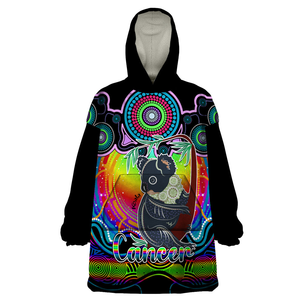 Personalised Australia Cancer Koala Zodiac Wearable Blanket Hoodie Auz Astrology Aboriginal - Rainbow - Vibe Hoodie Shop