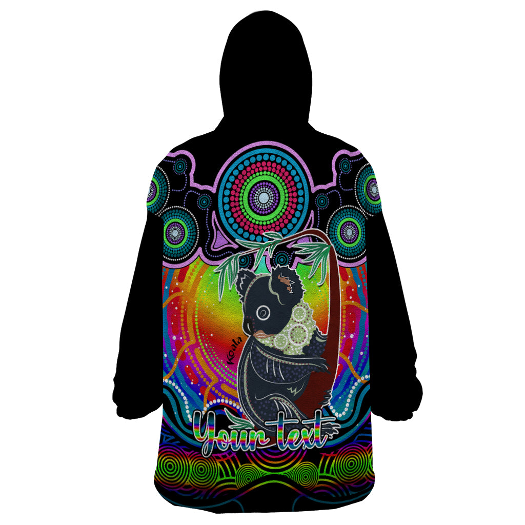 Personalised Australia Cancer Koala Zodiac Wearable Blanket Hoodie Auz Astrology Aboriginal - Rainbow - Vibe Hoodie Shop