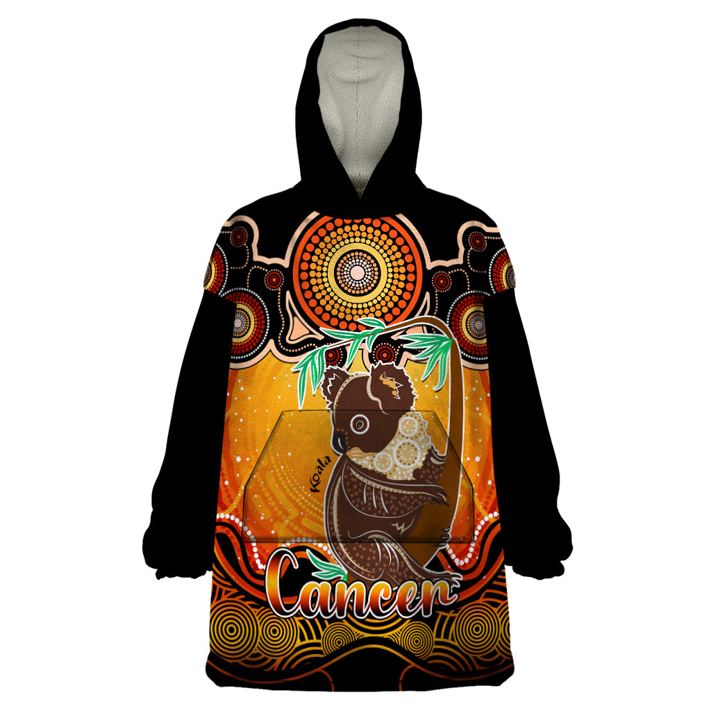 Personalised Australia Cancer Koala Zodiac Wearable Blanket Hoodie Auz Astrology Aboriginal - Red - Vibe Hoodie Shop